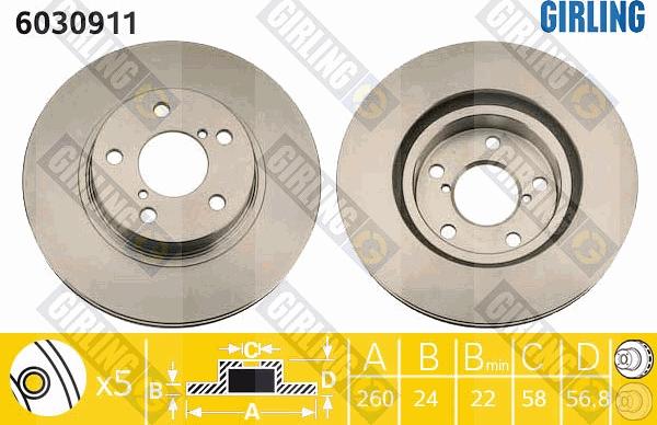 Girling 6030911 - Тормозной диск autosila-amz.com