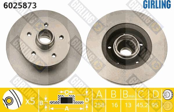 Girling 6025873 - Тормозной диск autosila-amz.com