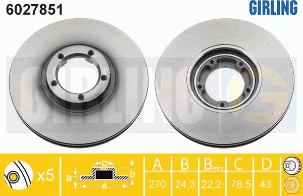 Girling 6027851 - Тормозной диск autosila-amz.com