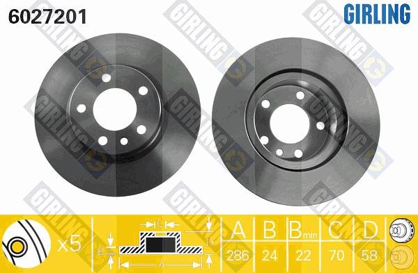 Girling 6027201 - Тормозной диск autosila-amz.com