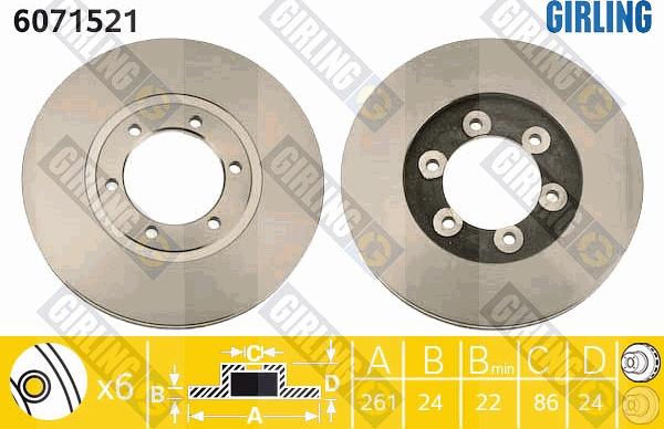 Girling 6071521 - Тормозной диск autosila-amz.com