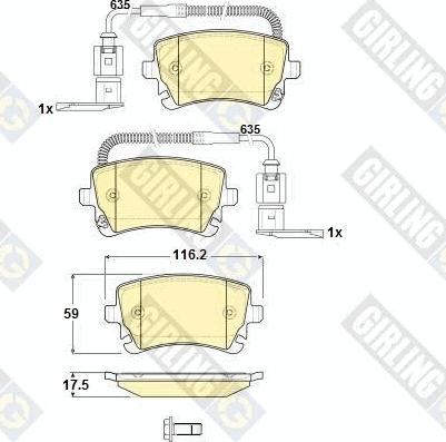 Girling 6115081 - Тормозные колодки, дисковые, комплект autosila-amz.com