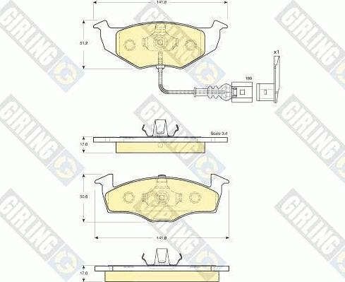 Girling 6115862 - Тормозные колодки, дисковые, комплект autosila-amz.com