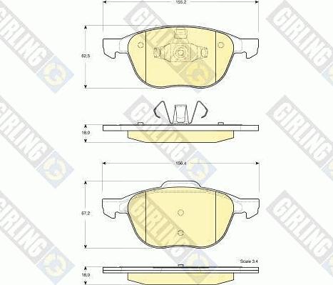 Girling 6115832 - Тормозные колодки, дисковые, комплект autosila-amz.com