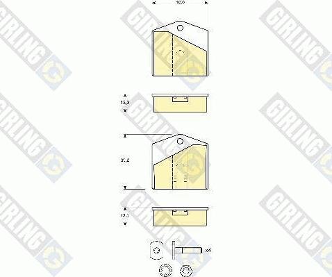 Girling 6116401 - Комплект тормозных колодок, стояночный тормоз autosila-amz.com