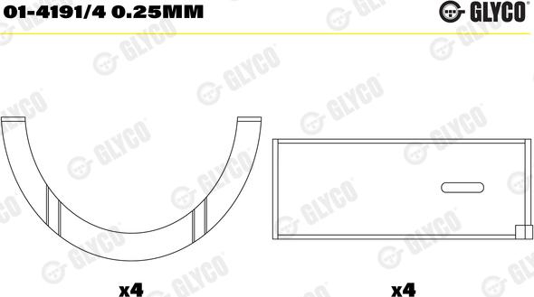 Glyco 01-4191/4 0.25mm - Шатунный подшипник autosila-amz.com