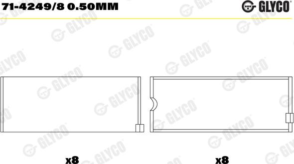 Glyco 71-4249/8 0.50mm - Шатунный подшипник autosila-amz.com