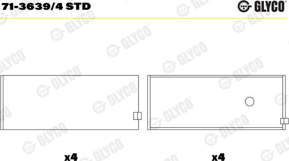 Glyco 71-3639/4 STD - Шатунный подшипник autosila-amz.com