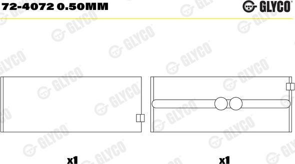 Glyco 72-4072 0.50mm - Подшипник коленвала autosila-amz.com