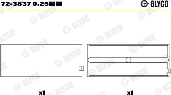 Glyco 72-3837 0.25mm - Подшипник коленвала autosila-amz.com