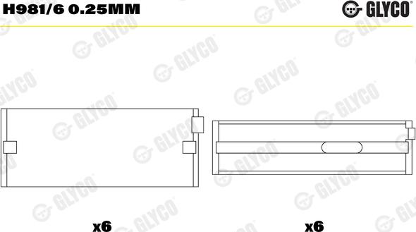 Glyco H981/6 0.25mm - Подшипник коленвала autosila-amz.com