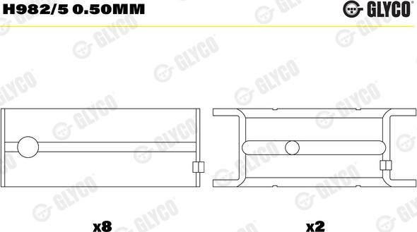 Glyco H982/5 0.50mm - Подшипник коленвала autosila-amz.com