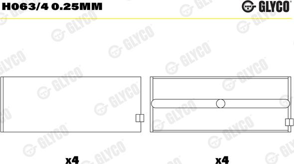 Glyco H063/4 0.25mm - Подшипник коленвала autosila-amz.com