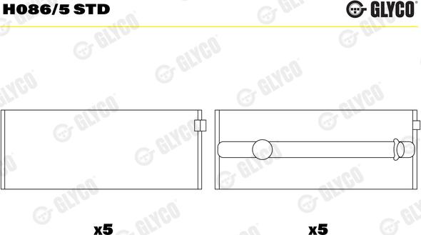 Glyco H086/5 STD - Подшипник коленвала autosila-amz.com