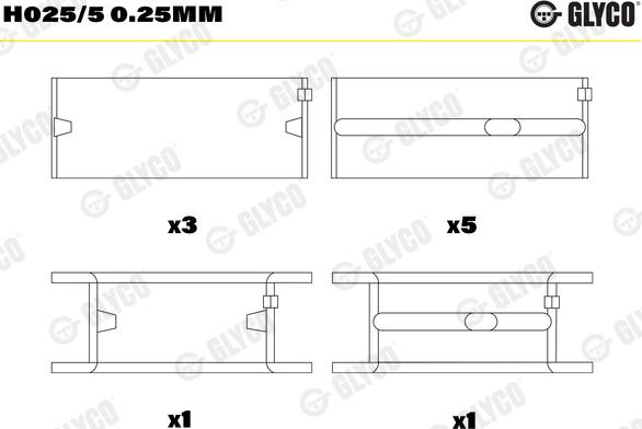 Glyco H025/5 0.25mm - Подшипник коленвала autosila-amz.com