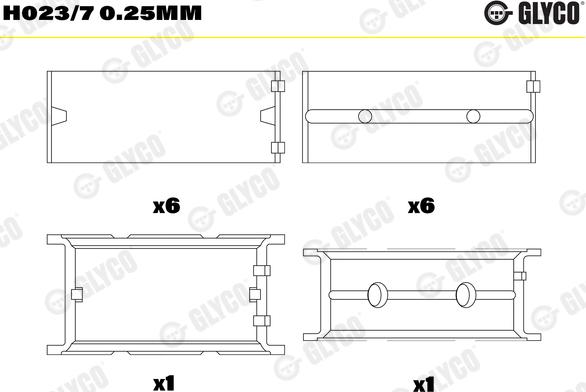 Glyco H023/7 0.25mm - Подшипник коленвала autosila-amz.com