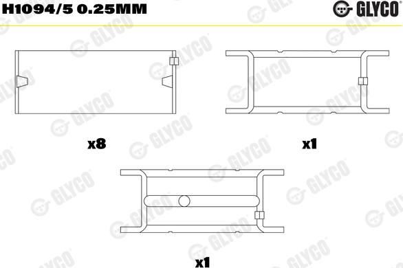 Glyco H1094/5 0.25mm - Подшипник коленвала autosila-amz.com