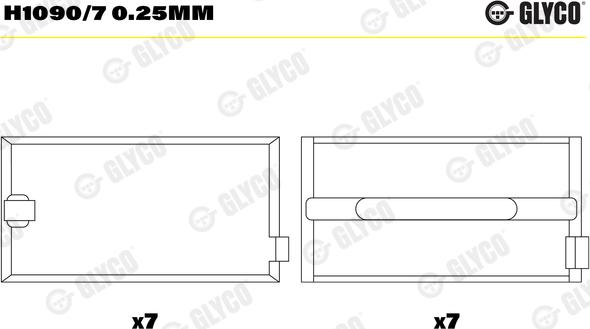 Glyco H1090/7 0.25mm - Подшипник коленвала autosila-amz.com