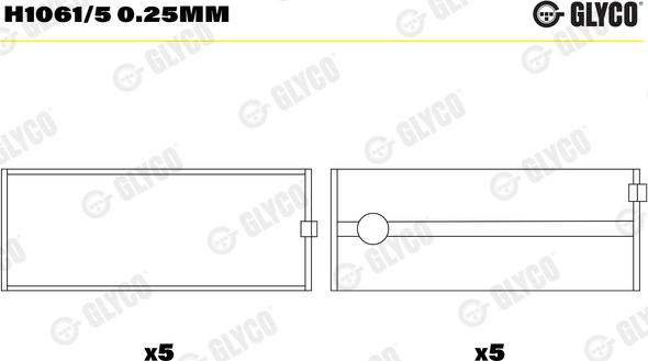 Glyco H1061/5 0.25mm - Подшипник коленвала autosila-amz.com