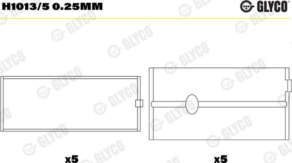 Glyco H1013/5 0.25mm - Подшипник коленвала autosila-amz.com