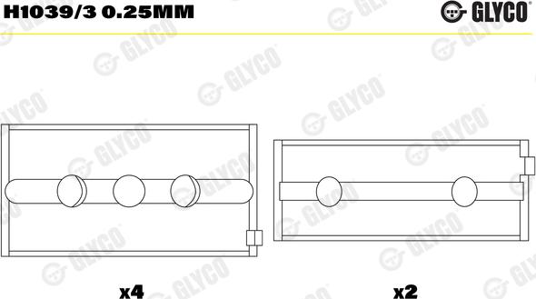 Glyco H1039/3 0.25mm - Подшипник коленвала autosila-amz.com