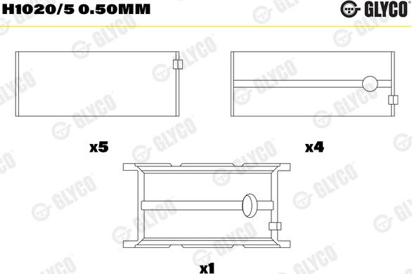 Glyco H1020/5 0.50mm - Подшипник коленвала autosila-amz.com