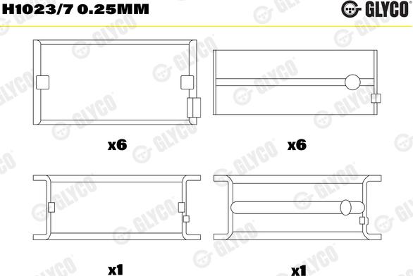 Glyco H1023/7 0.25mm - Подшипник коленвала autosila-amz.com