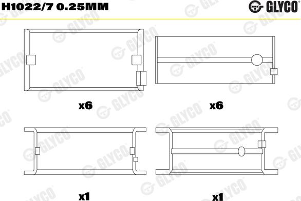 Glyco H1022/7 0.25mm - Подшипник коленвала autosila-amz.com