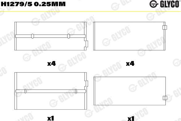 Glyco H1279/5 0.25mm - Подшипник коленвала autosila-amz.com