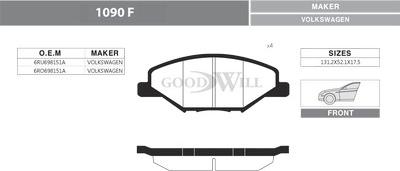 GoodWill 1090 F - Тормозные колодки, дисковые, комплект autosila-amz.com