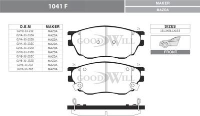 GoodWill 1041 F - Тормозные колодки, дисковые, комплект autosila-amz.com