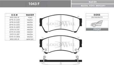 GoodWill 1043 F - Тормозные колодки, дисковые, комплект autosila-amz.com