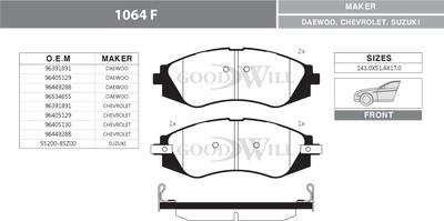 GoodWill 1064 F - Тормозные колодки, дисковые, комплект autosila-amz.com