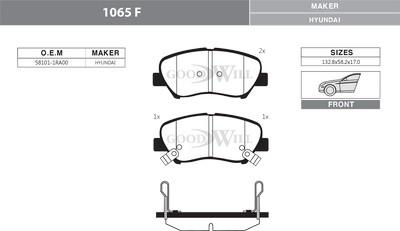 GoodWill 1065 F - Тормозные колодки, дисковые, комплект autosila-amz.com