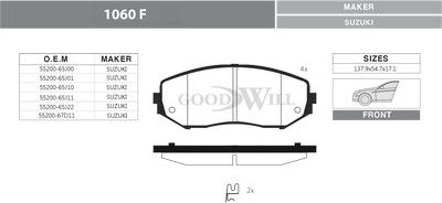 GoodWill 1060 F - Тормозные колодки, дисковые, комплект autosila-amz.com