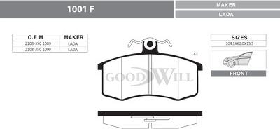 GoodWill 1001 F - Тормозные колодки, дисковые, комплект autosila-amz.com