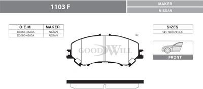 GoodWill 1103 F - Тормозные колодки, дисковые, комплект autosila-amz.com