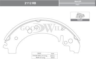 GoodWill 2112 RB - Комплект тормозных колодок, барабанные autosila-amz.com