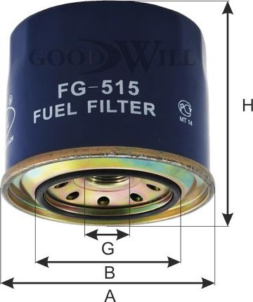 GoodWill FG 515 - Фильтр топливный HUNDAY HD72 County GOODWILL FG 515 autosila-amz.com
