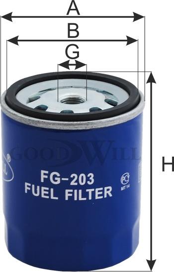 GoodWill FG 203 - Фильтр топливный MB W123/W460 2.0D-3.0D 76-85 autosila-amz.com
