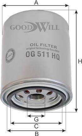GoodWill OG 511 HQ - Фильтр масляный NISSAN Micra 1.2/1.4L 02->/Note all 06-> GOODWILL OG 511 HQ autosila-amz.com