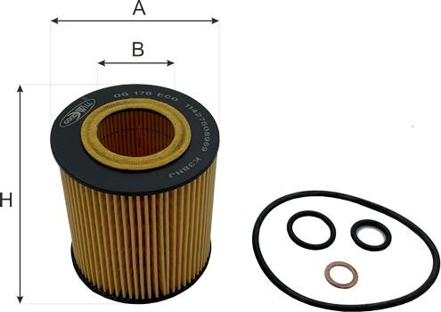 GoodWill OG 176 ECO - Фильтр масляный BMW 1(E81/82/87/88)/3(E46/90/91/92/93)/5(E60/61)/X1(E84)/X3(E83)/Z4(E85/86) autosila-amz.com