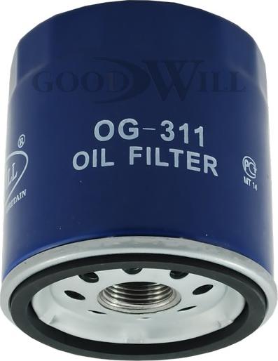 GoodWill OG 311 - Фильтр масляный PEUGEOT, Samand OG311 autosila-amz.com