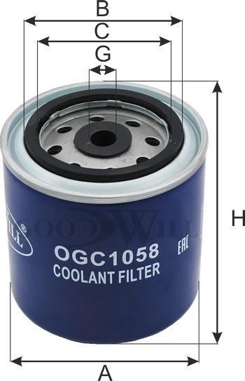 GoodWill OGC 1058 - Фильтр охлаждающей жидкости CASE, NEW HOLLAND (Ф/Э не закреплен специально) autosila-amz.com