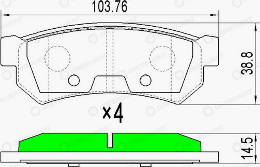 Green Light GLBP0164 - Тормозные колодки, дисковые, комплект autosila-amz.com