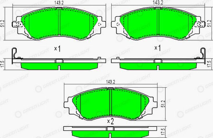 Green Light GLBP0186 - Тормозные колодки, дисковые, комплект autosila-amz.com