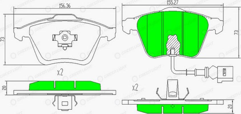 Green Light GLBP0343 - Тормозные колодки, дисковые, комплект autosila-amz.com