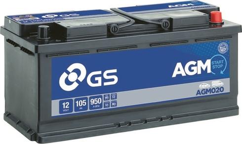 GS AGM020 - Стартерная аккумуляторная батарея, АКБ autosila-amz.com