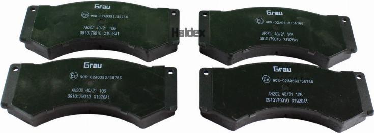 Haldex 1910179010 - Тормозные колодки, дисковые, комплект autosila-amz.com