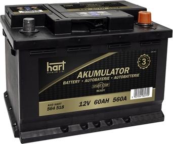 Hart 564 518 - Стартерная аккумуляторная батарея, АКБ autosila-amz.com